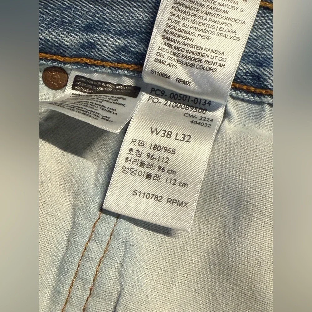 Levi's 501‎ Original Jeans 38x32 Button Fly Straight Leg Blue Denim